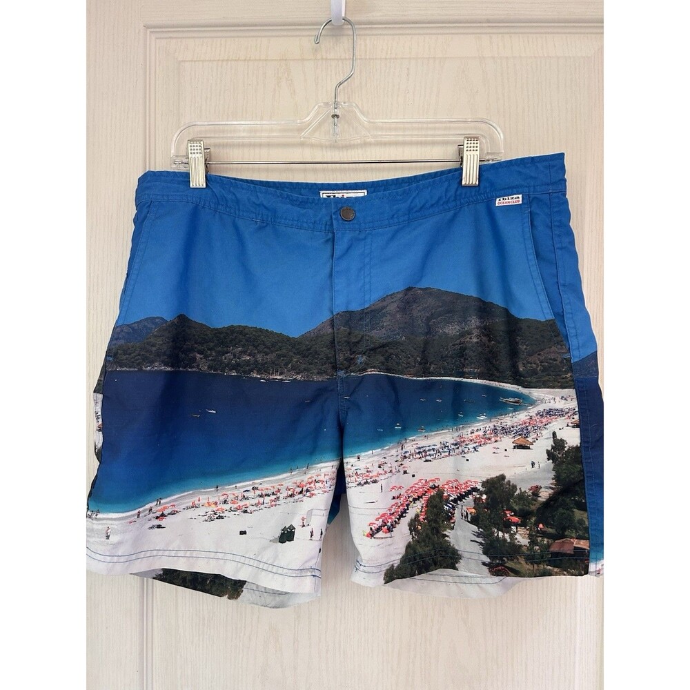 Ibiza Ocean Club Swim Shorts Mens 34 Multicolor Abstract Retro Euro Summer 6.5" - Picture 2 of 13